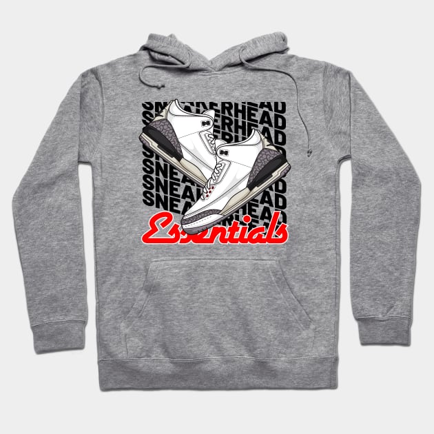 AJ 3 Retro White Cement Sneaker Hoodie by milatees